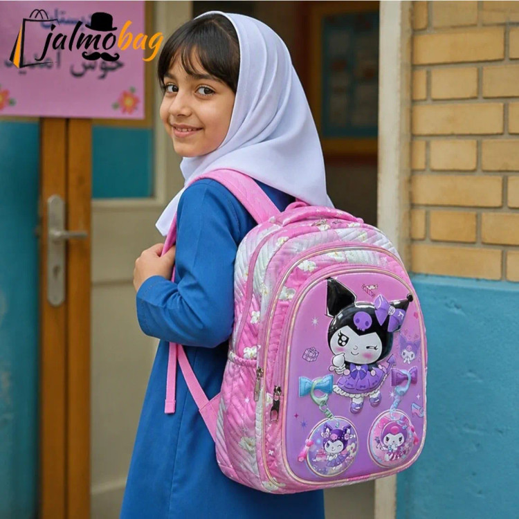 کوله پشتی دخترانه مقطع ابتدایی عکسدار نشکن ضدتعریق جادار 40x27x16 سانتیمتر