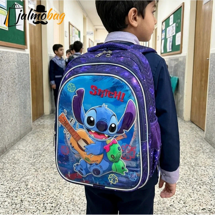 کوله پشتی مدرسه پسرانه مقطع ابتدایی سه خانه ضدتعریق طرح عکسدار